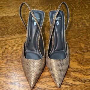SARTO By Franco Sarto Textured Brown Slingback Heels